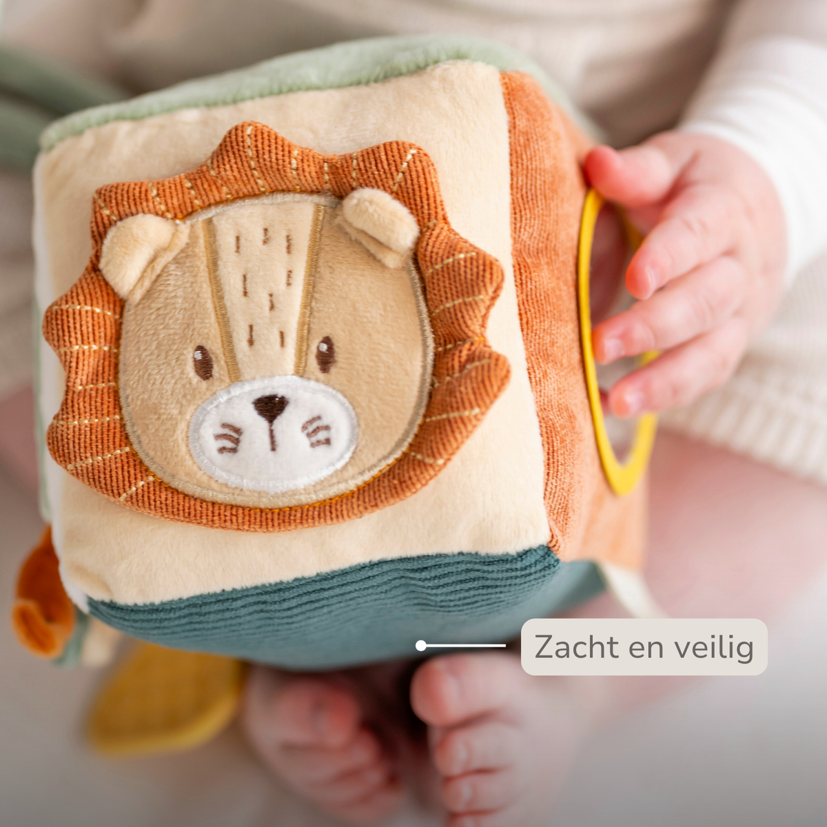 Soft Activity Cube Lion Léon - Baby Toy - 11 cm - Multicolored [NL]