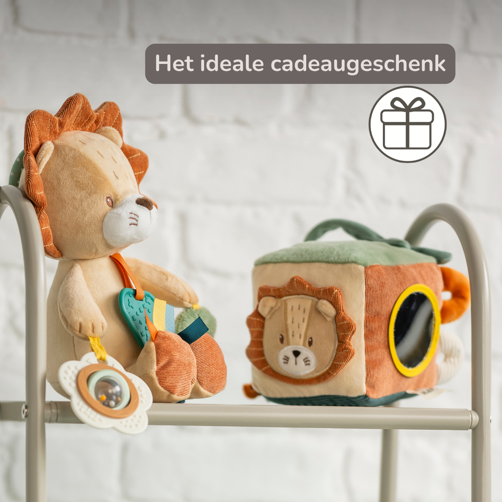 Soft Activity Cube Lion Léon - Baby Toy - 11 cm - Multicolored [NL]