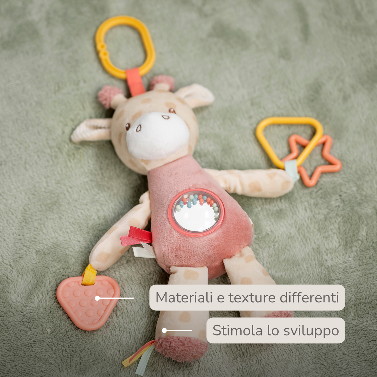 Activity Plush Toy Giraffe Gina - 25 cm - Soft Baby Plush Toy - Multicolored [IT]