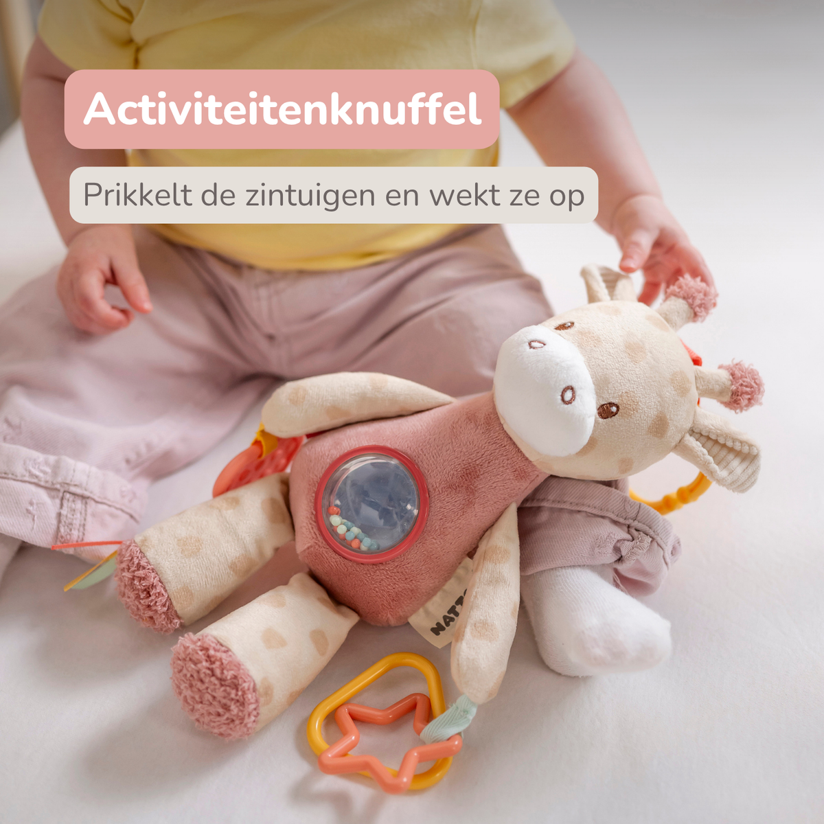Activity Plush Toy Giraffe Gina - 25 cm - Soft Baby Plush Toy - Multicolored [NL]
