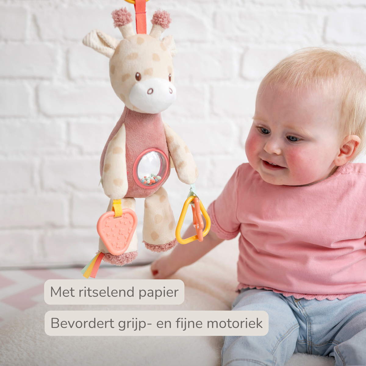 Activity Plush Toy Giraffe Gina - 25 cm - Soft Baby Plush Toy - Multicolored [NL]