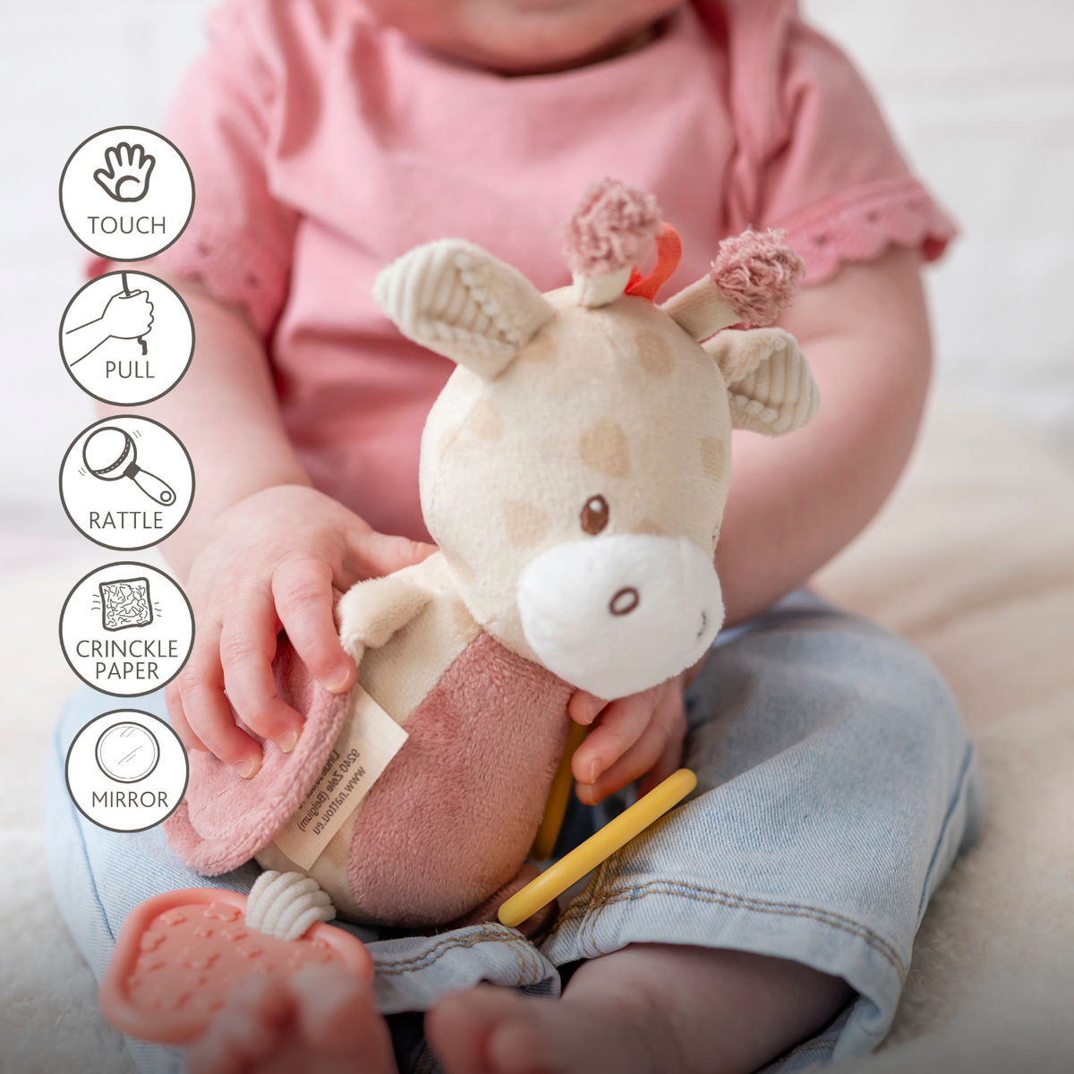 Activity Plush Toy Giraffe Gina - 20 cm - Soft Baby Plush Toy - Multicolored [ES]