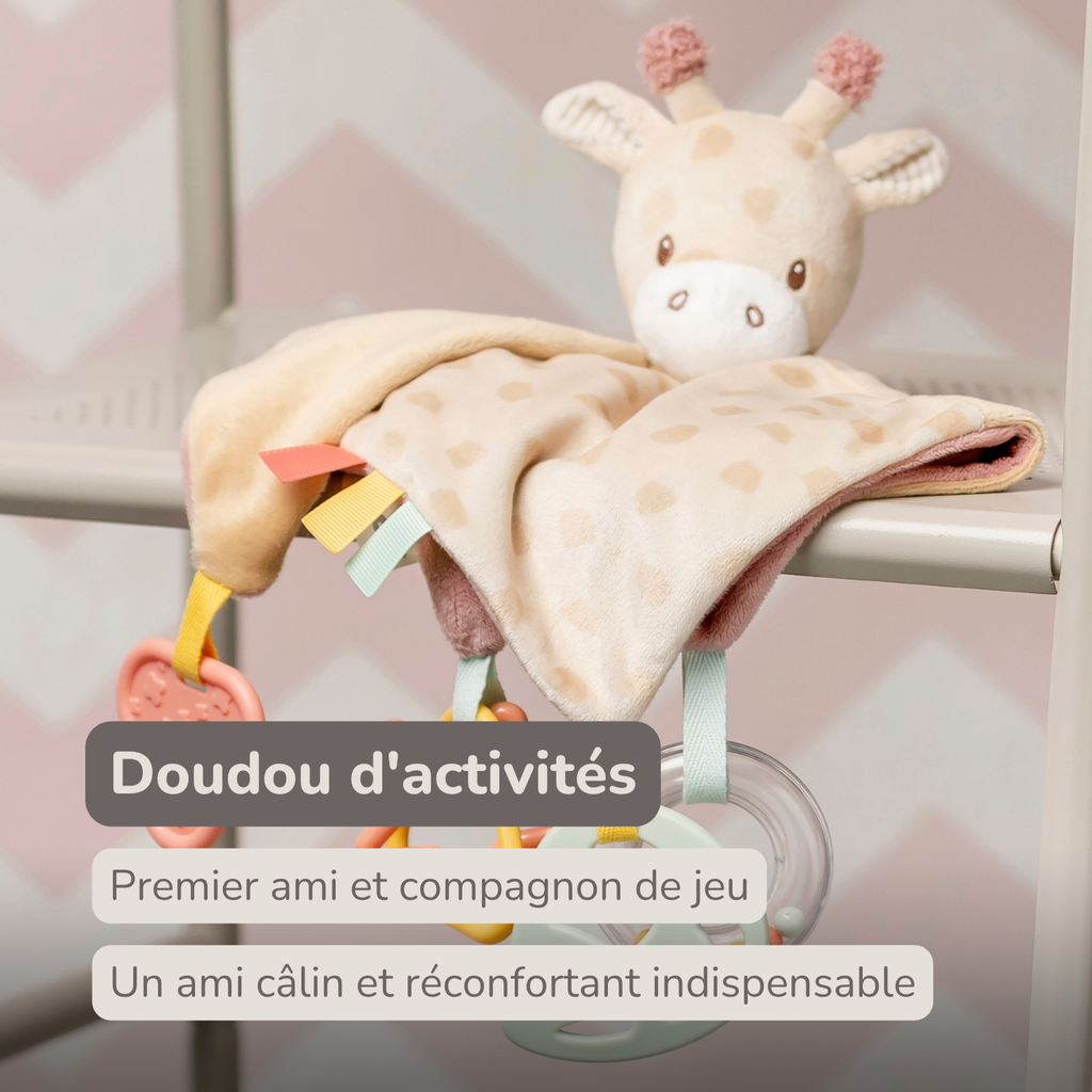 Baby Activity Comforter Gina - Doudou Giraffe - 28 x 28 cm - Multicolored [FR]