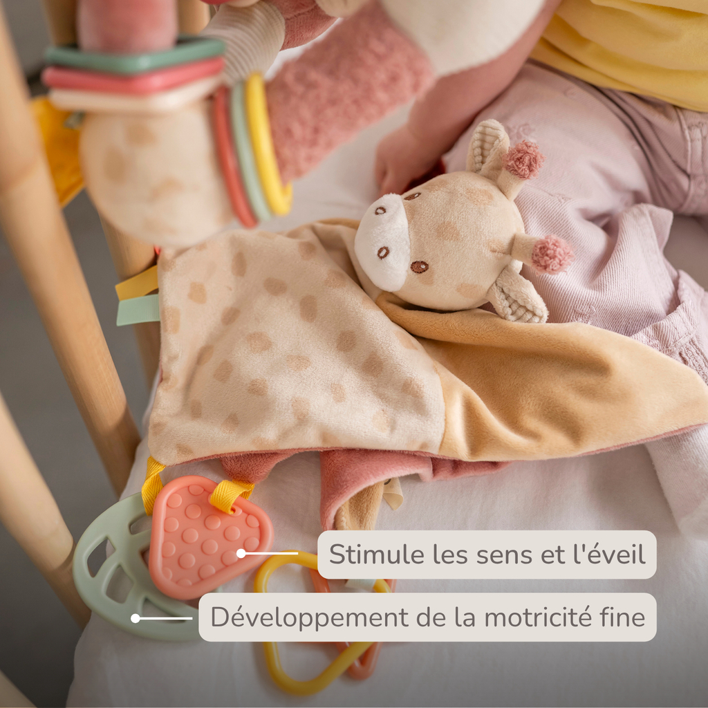 Baby Activity Comforter Gina - Doudou Giraffe - 28 x 28 cm - Multicolored [FR]