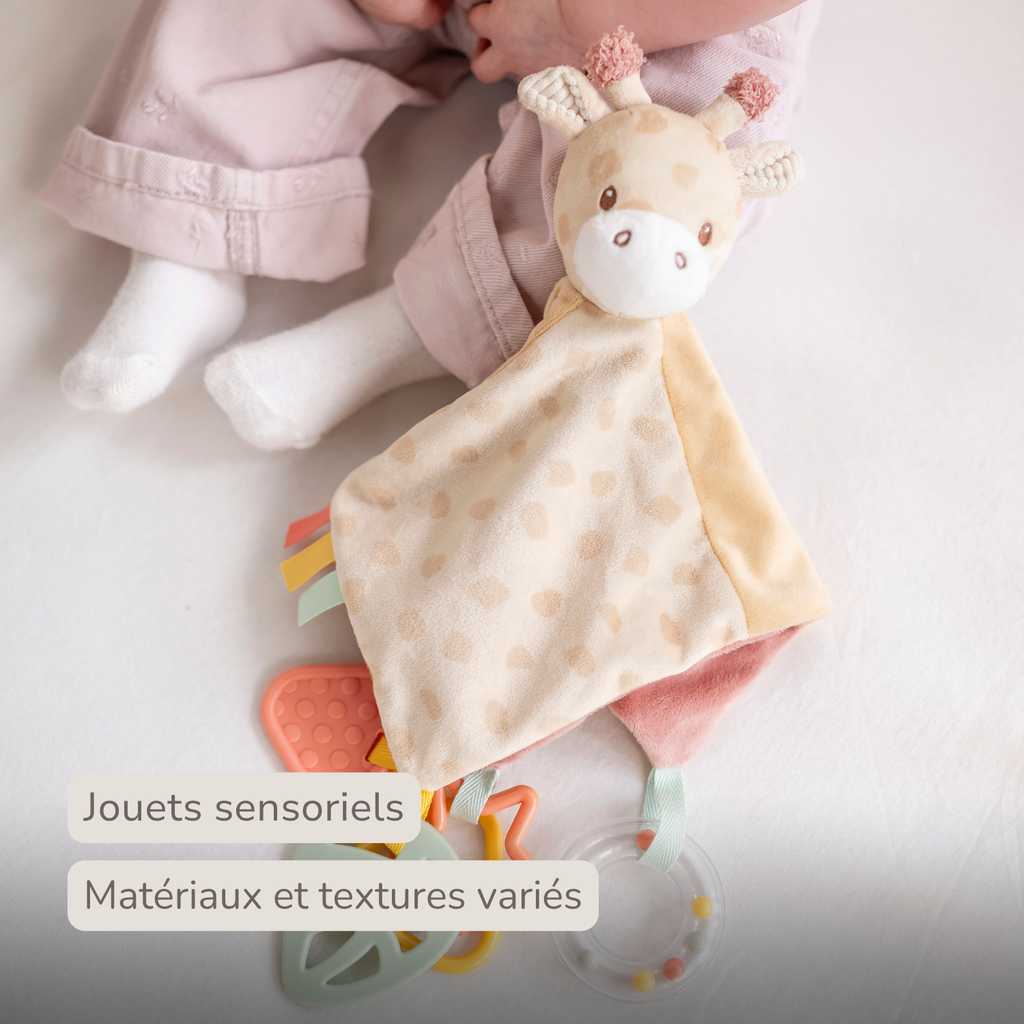 Baby Activity Comforter Gina - Doudou Giraffe - 28 x 28 cm - Multicolored [FR]