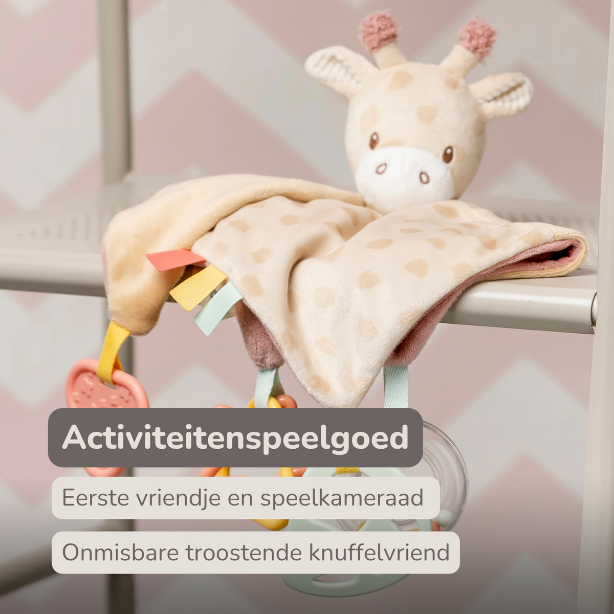 Baby Activity Comforter Gina - Doudou Giraffe - 28 x 28 cm - Multicolored [NL]