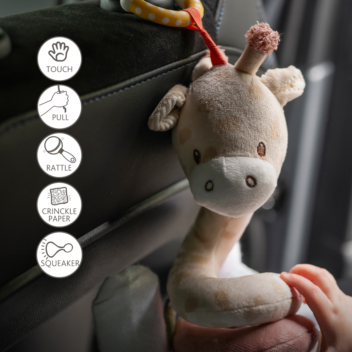 Vertical Playpen Spiral Baby Giraffe Gina - Hanging Activity Spiral for Home or On the Go - 28 cm - Multicolored [DE]