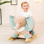 Nattou Elefant Axel Schaukeltier - Plüsch Schaukelpferd für Kleinkinder - 63 x 33 x 45 cm - Grün/Beige