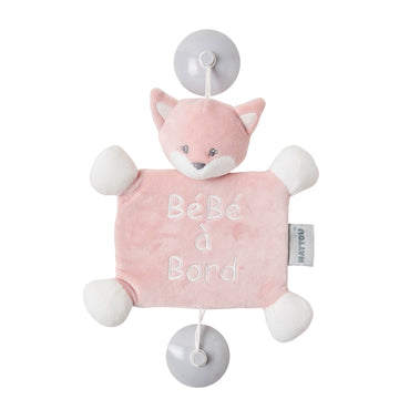 Nattou Baby on Board Sign for Car Fox Alice 20 cm cm Old Pink