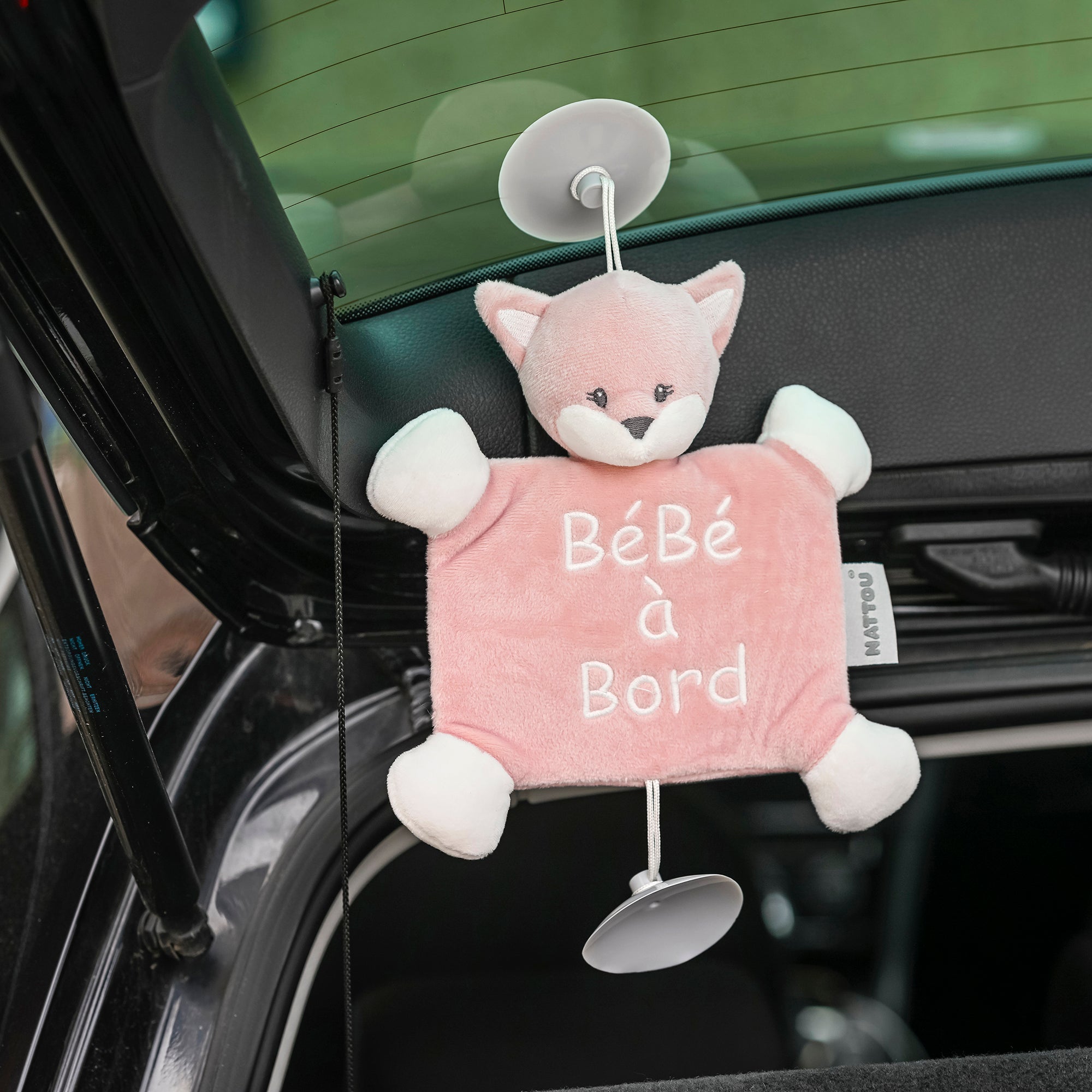 Baby on Board Sign for Car Fox Alice 20 cm cm Old Pink - Nattou