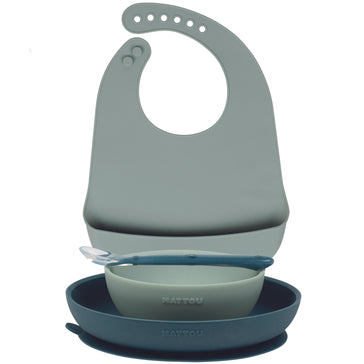 Geschirr-set Kind mit lätzchen 4 Stücke Silikon
